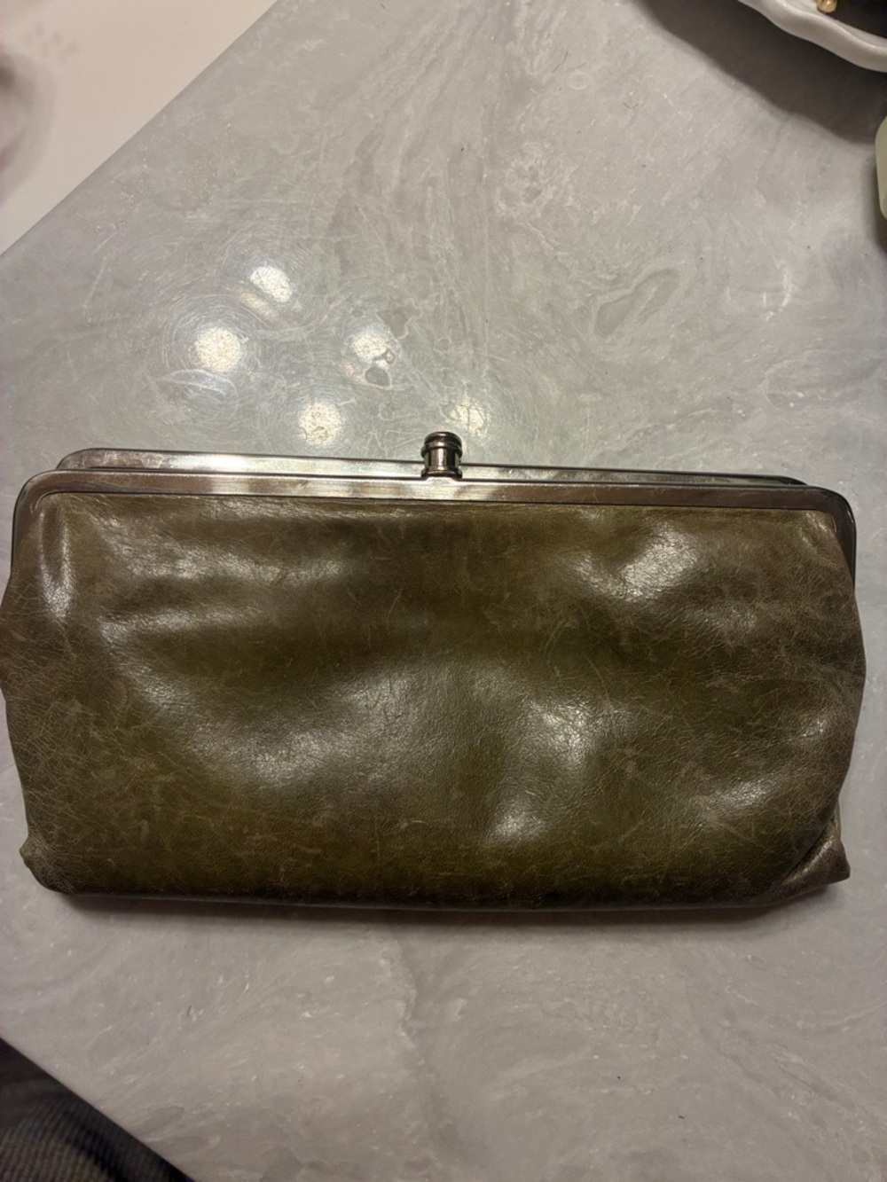 HOBO Olive Green Leather Clutch Wallet